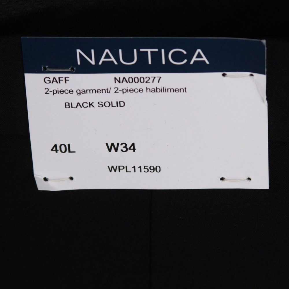 Nautica Mens 2-pc Suit Blazer 40L Jacket Pants 34W 33L Black - Picture 12 of 13
